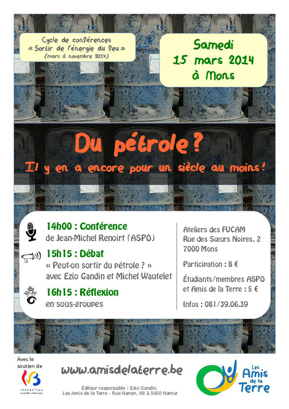 Conférence énergie à Mons - 15 mars 2014 - affiche